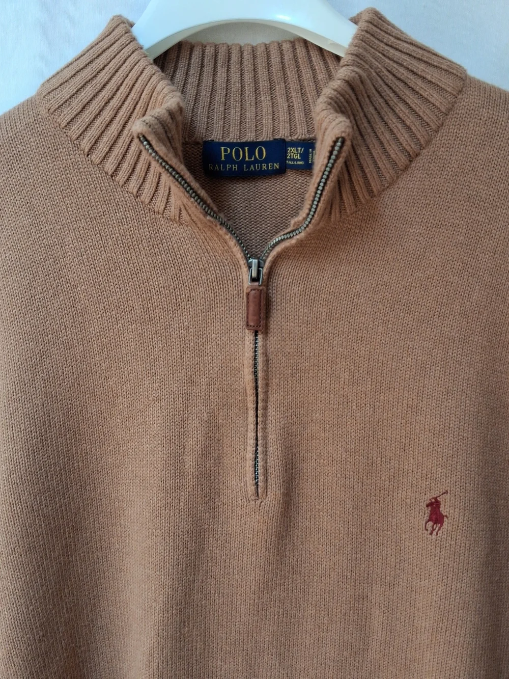 Polo by Ralph Lauren Brown Half-Zip Sweater with Red Pony 2XLT/2TGL